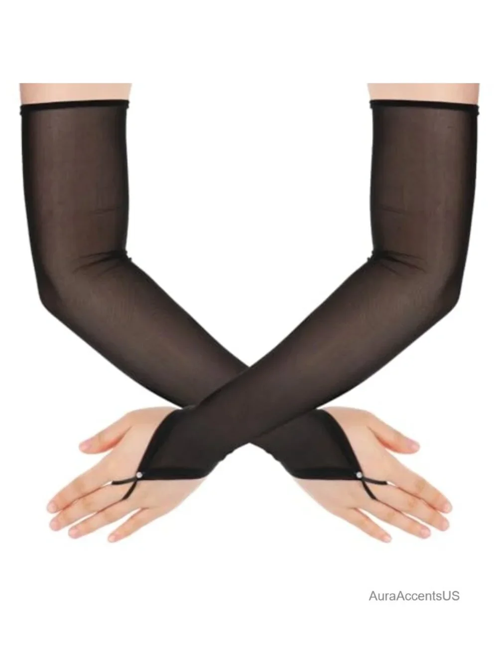 Women's Elbow Length Sheer Opera Gloves Polyester Mesh Fingerless for Wedding